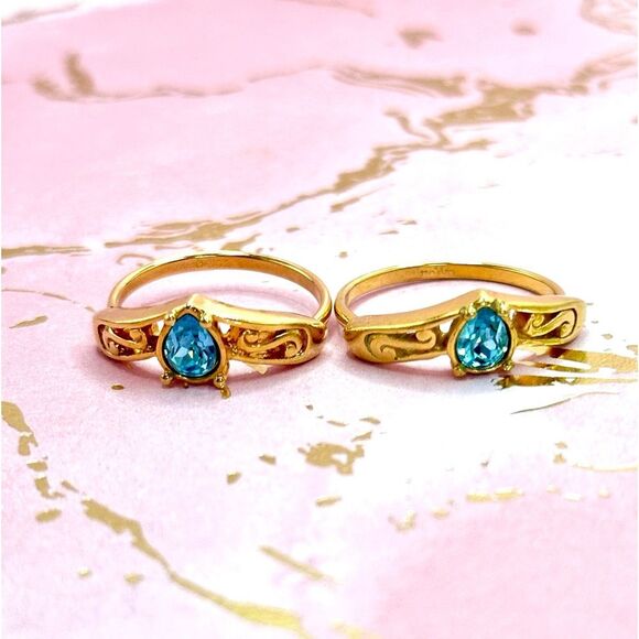 Avon Women’s Vintage Blue Stone Ring Sz 10 Goldtone - Picture 6 of 8